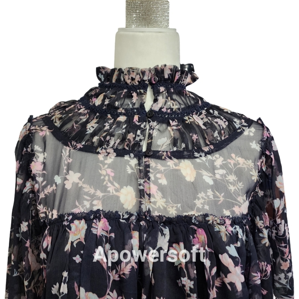 French Connection Floral Sheer Women's Top - Picture 5 of 6